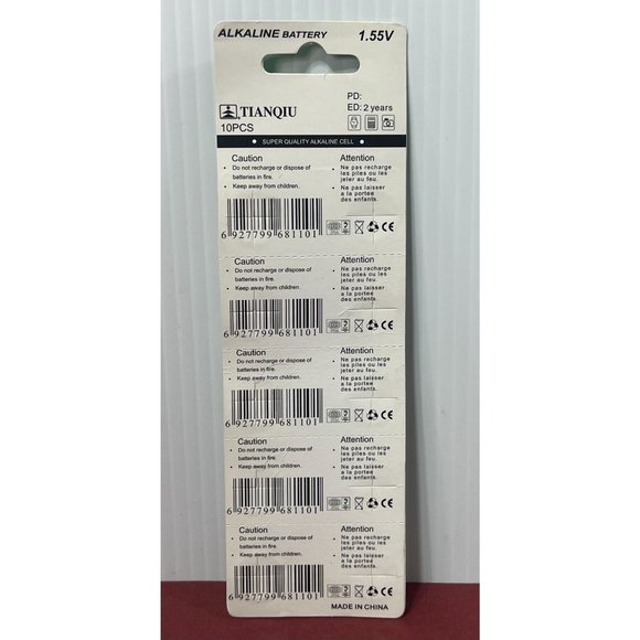 TIANQIU - 10 Pcs Alkaline Battery AG10 / 389A - 1.55 V - Picture 2 of 2